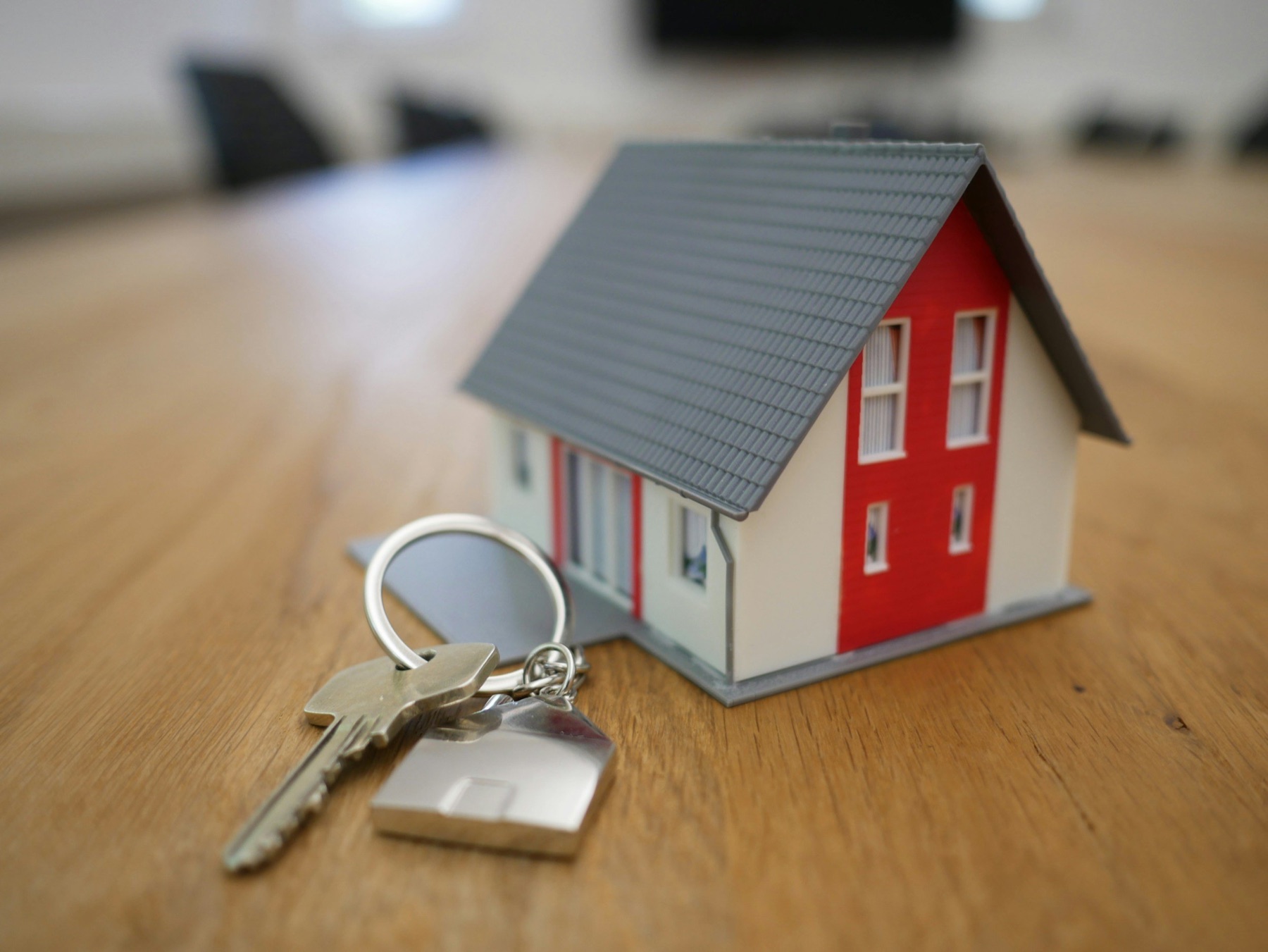 Model home with a set of house keys